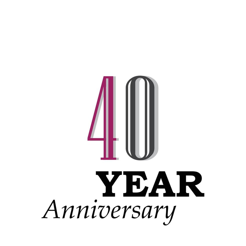 Illustration de conception de modèle de vecteur de couleur célébration anniversaire 40 ans
