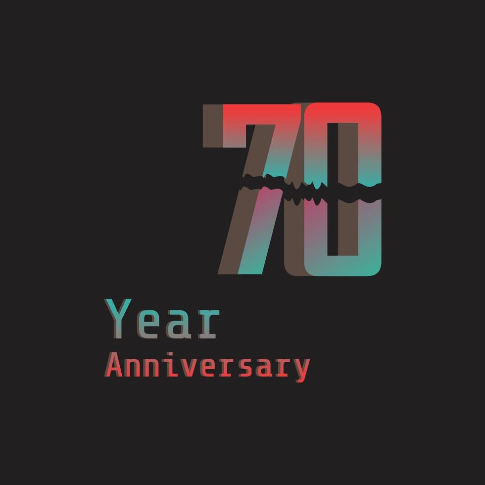 70 ans anniversaire célébration arc-en-ciel couleur vecteur modèle illustration de conception
