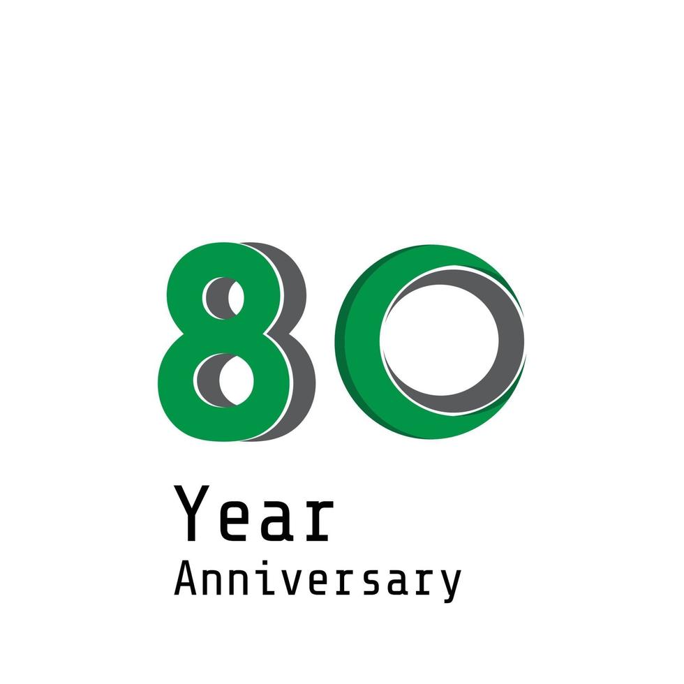 80 ans anniversaire célébration couleur verte vector illustration de conception de modèle