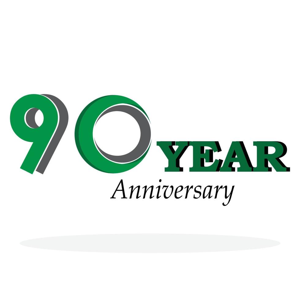 Illustration de conception de modèle de vecteur vert célébration anniversaire 90 ans