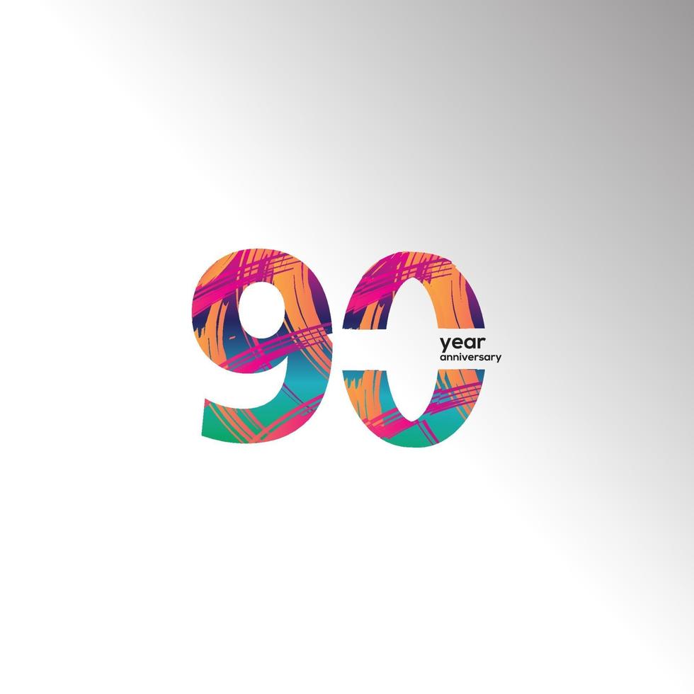 90 ans anniversaire célébration couleur vecteur modèle illustration de conception