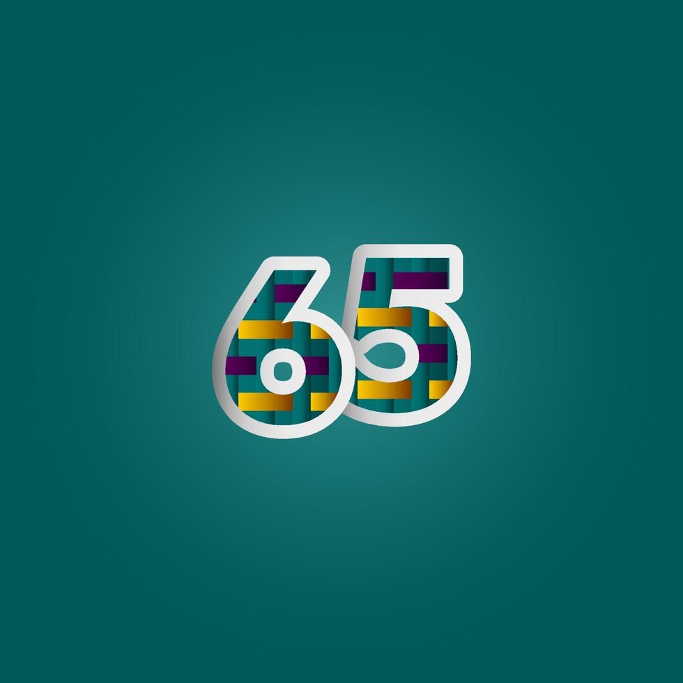 65 ans anniversaire célébration numéro de couleur élégante illustration de conception de modèle de vecteur