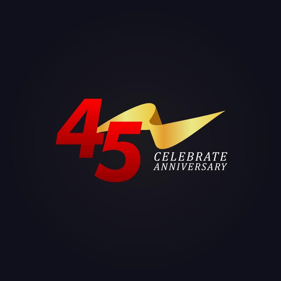 45 ans anniversaire célébration élégant ruban d'or vector illustration de conception de modèle