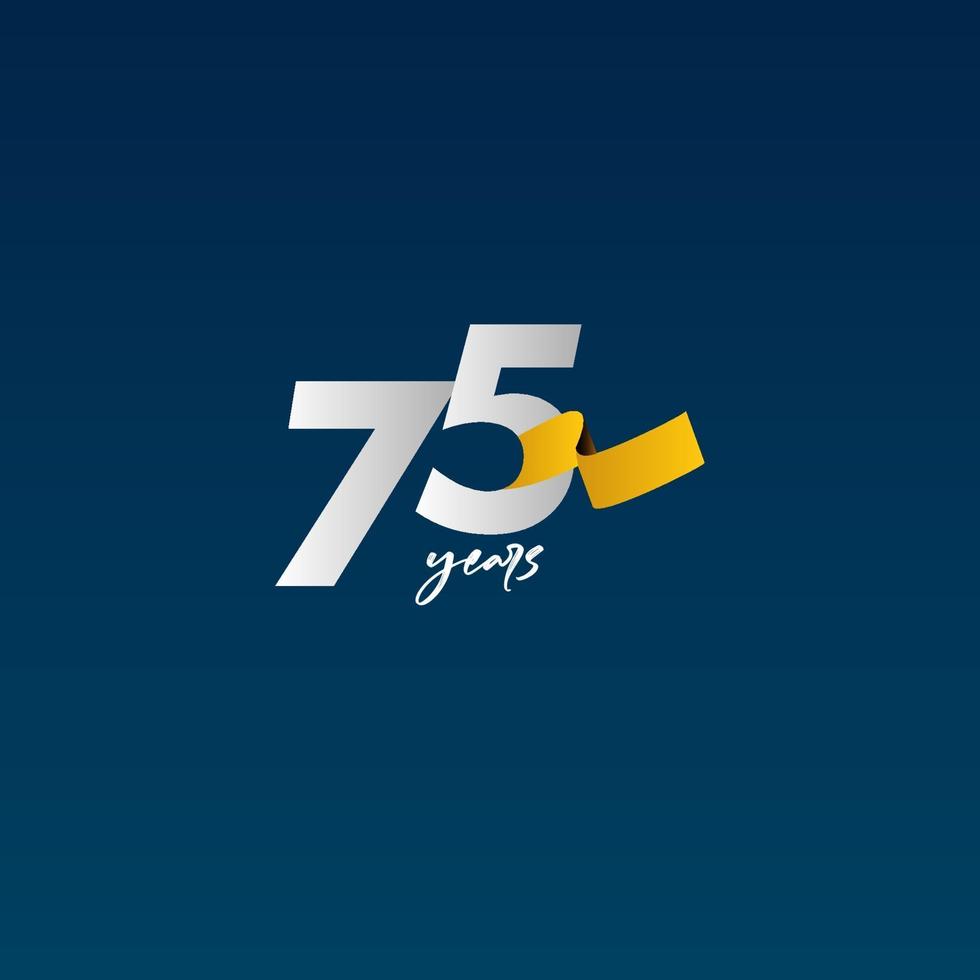 75 ans anniversaire célébration blanc bleu et jaune ruban vector illustration de conception de modèle