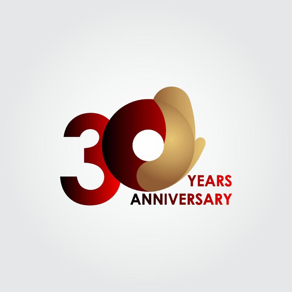 Illustration de conception de modèle de vecteur or rouge célébration anniversaire 30 ans