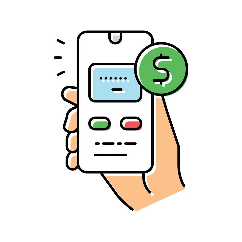 mobile téléphone Paiement Couleur icône vecteur illustration