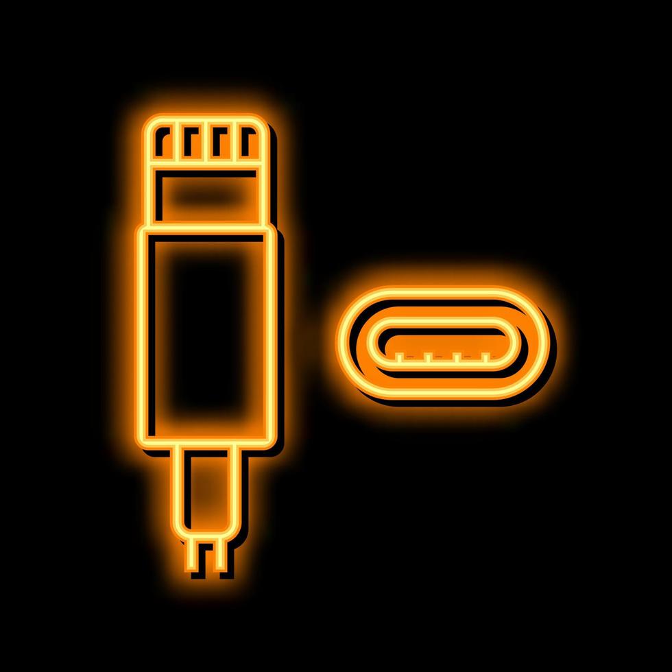 foudre câble néon lueur icône illustration vecteur