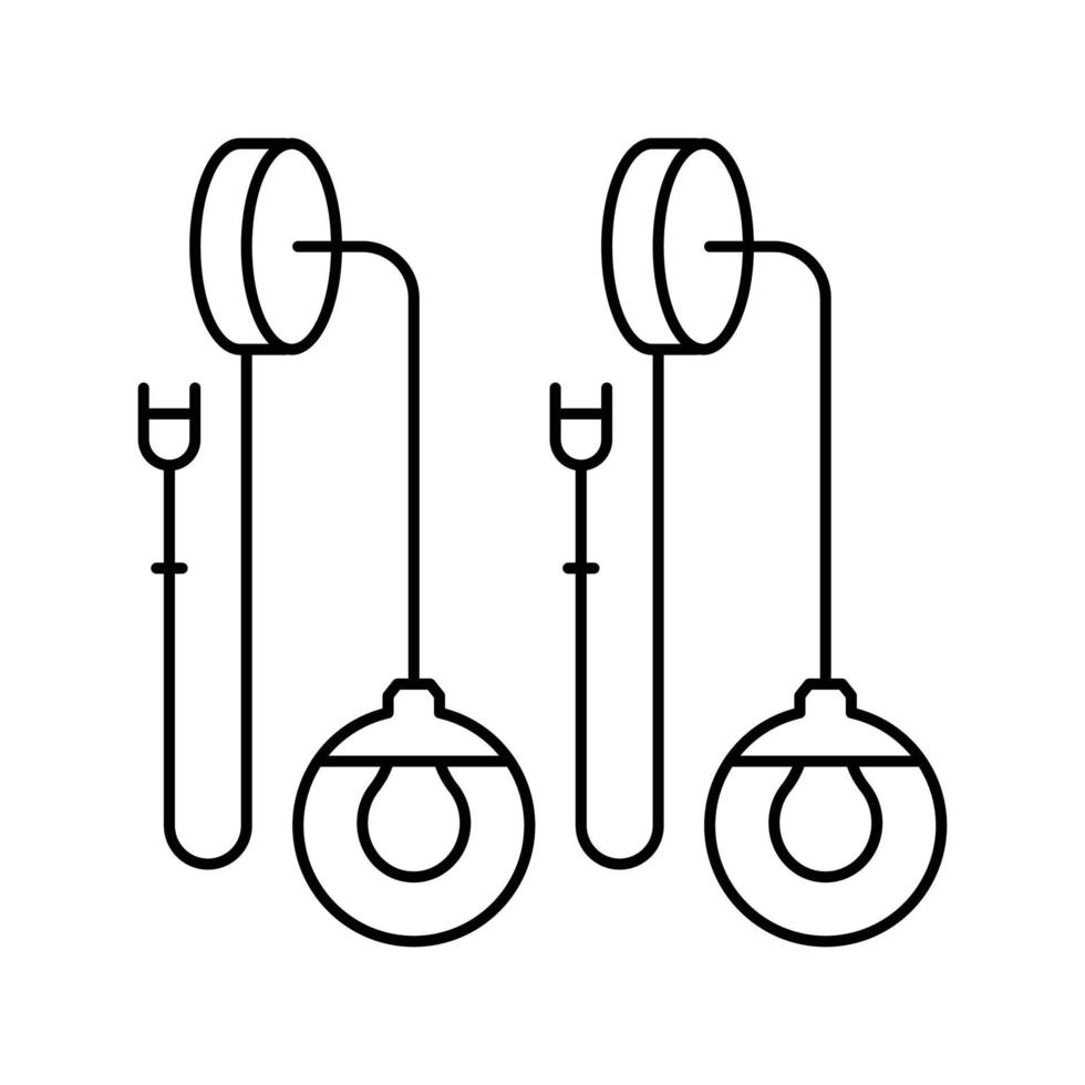 mur appliques chambre intérieur ligne icône vecteur illustration