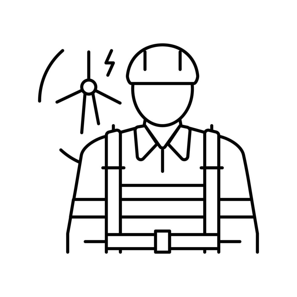 vent turbine technicien réparation ouvrier ligne icône vecteur illustration