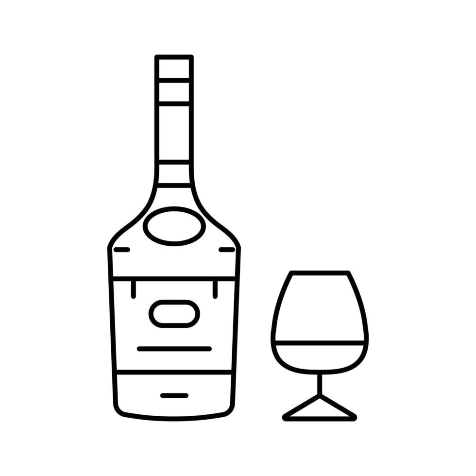 Cognac boisson bouteille ligne icône vecteur illustration