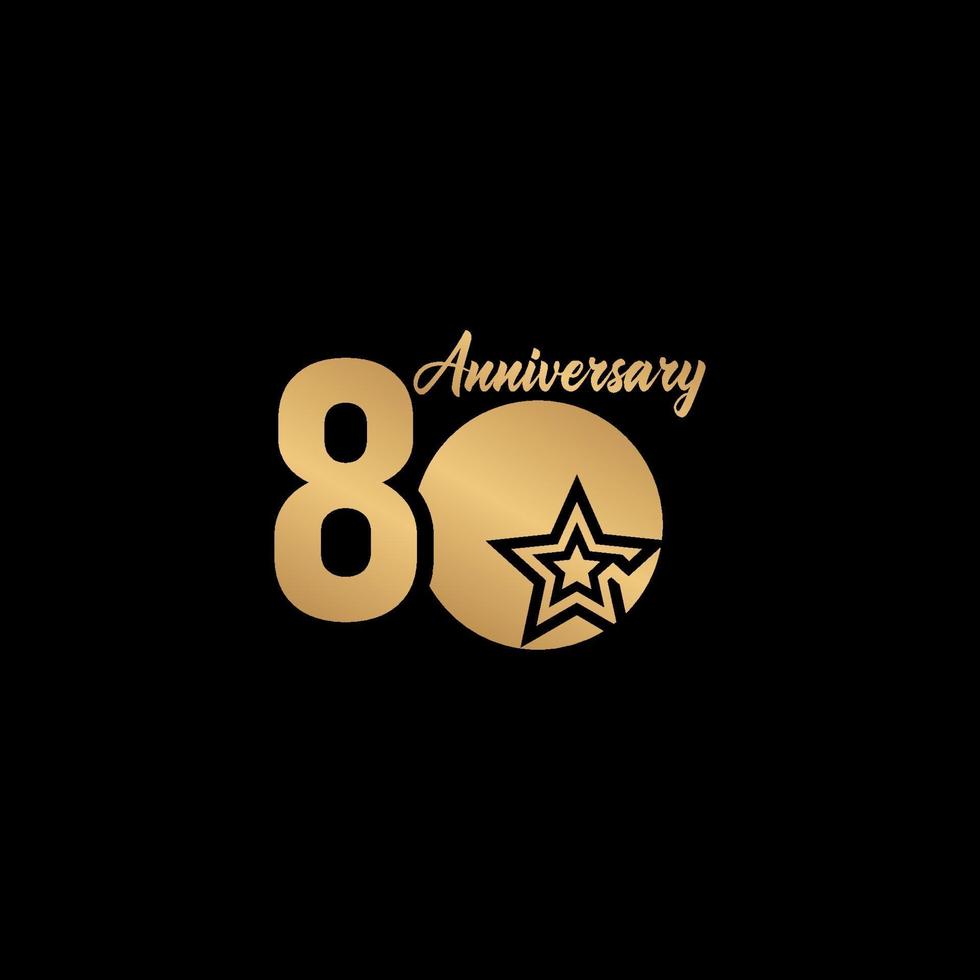 80 ans anniversaire célébration star or logo vector illustration de conception de modèle