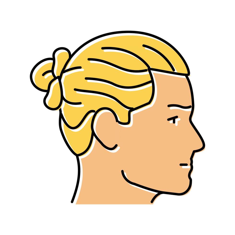 homme chignon coiffure Masculin Couleur icône vecteur illustration