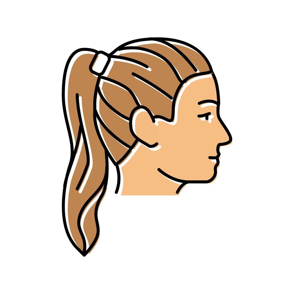 queue de cheval coiffure femelle Couleur icône vecteur illustration
