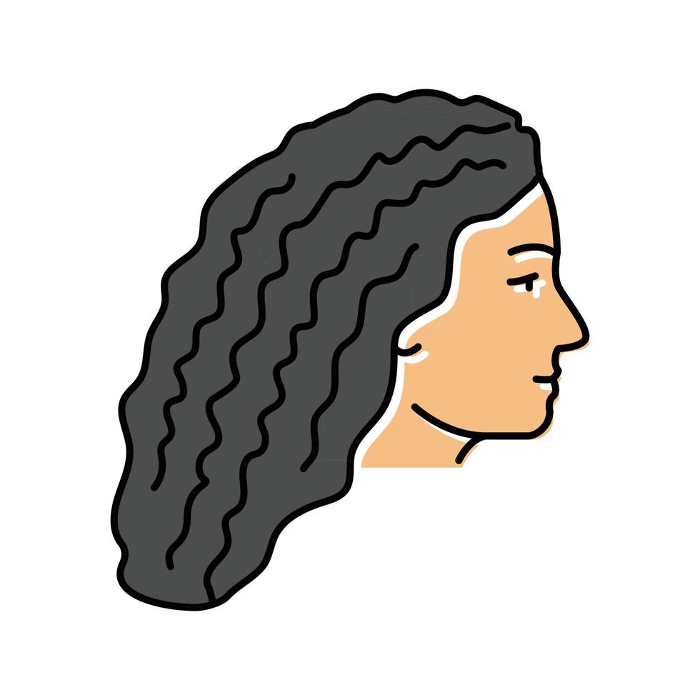frisé femelle coiffure femelle Couleur icône vecteur illustration