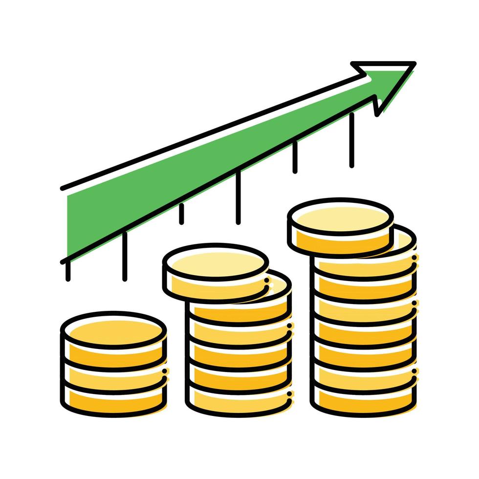 croissance tendance or pièce de monnaie Couleur icône vecteur illustration