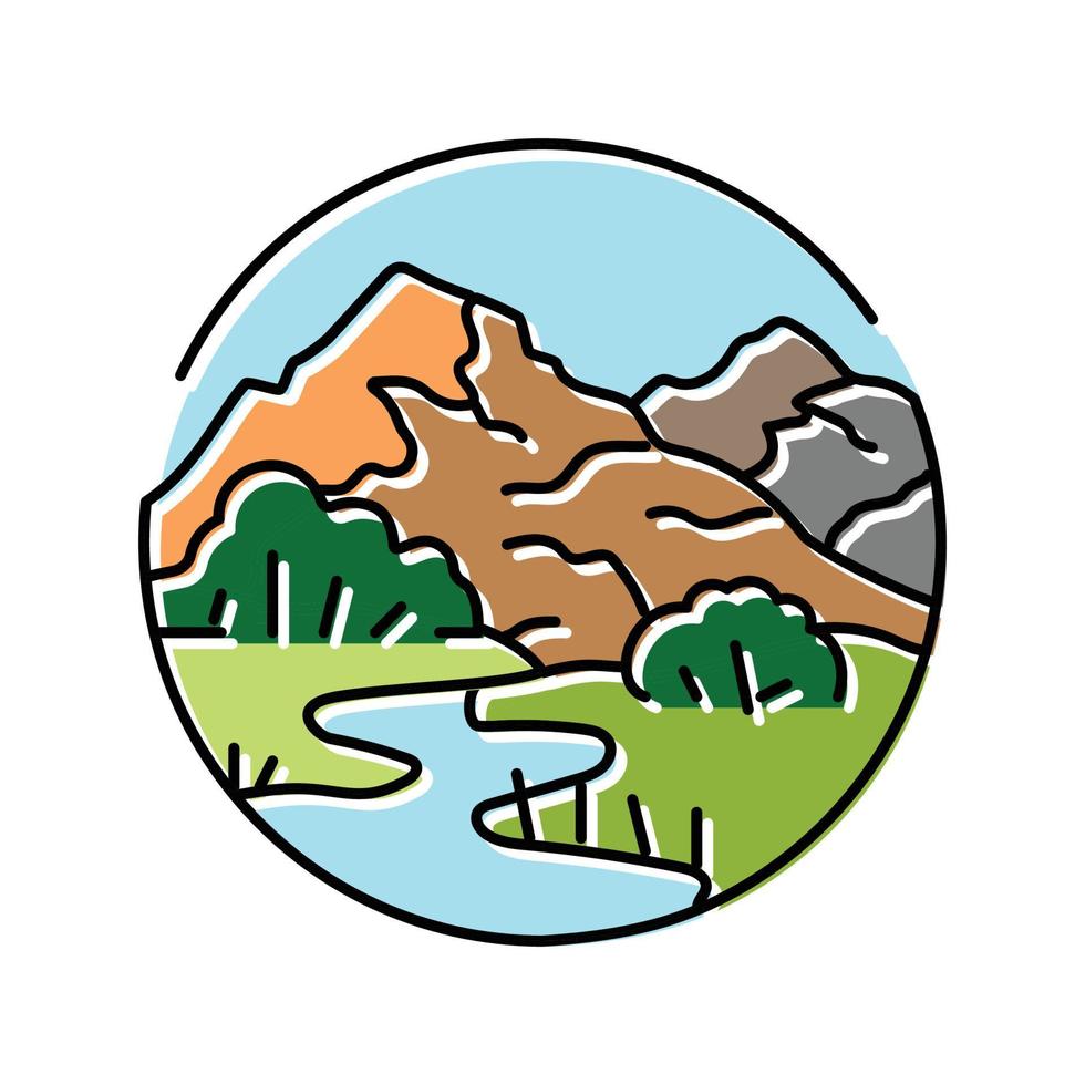 camp Montagne paysage Couleur icône vecteur illustration