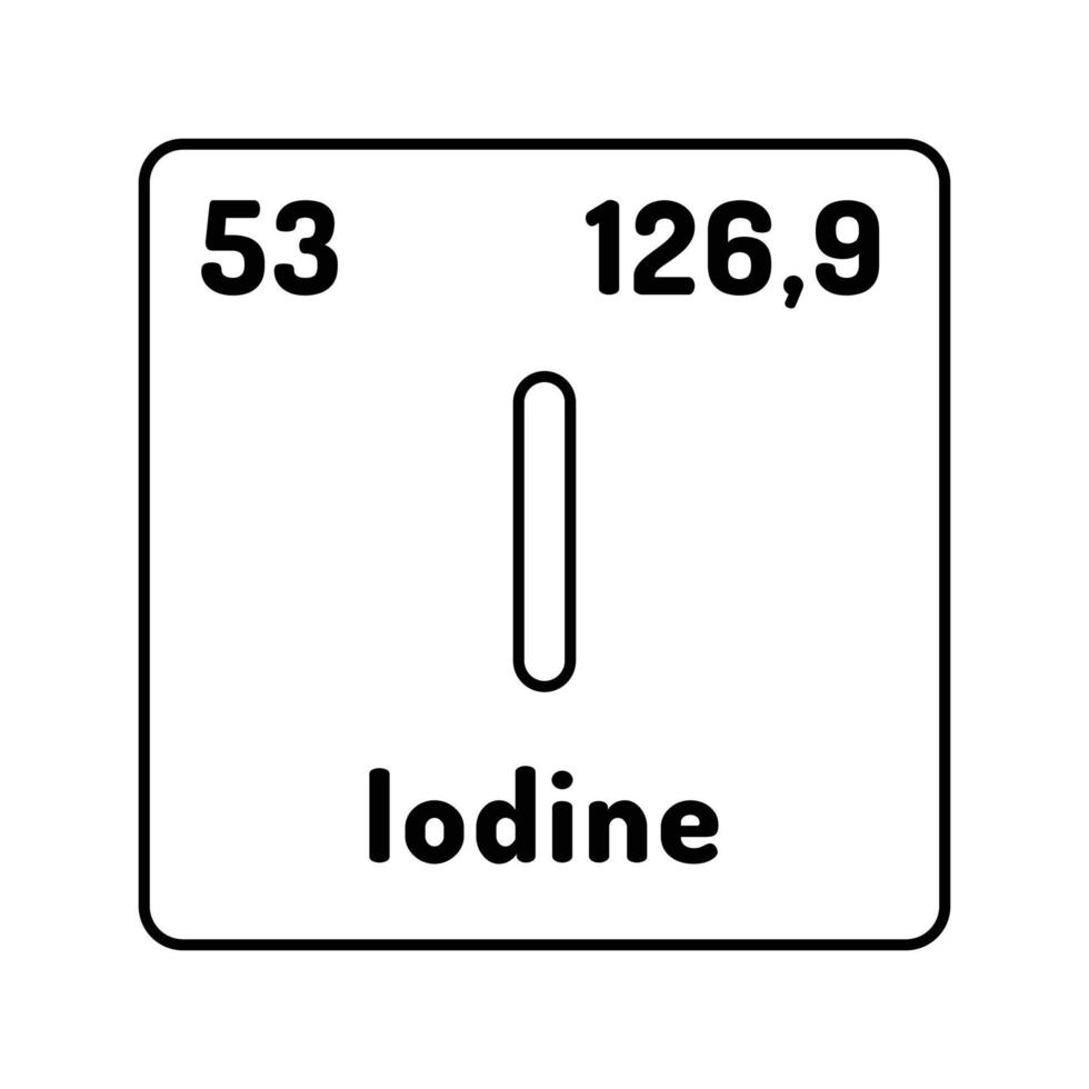 iode chimique élément ligne icône vecteur illustration