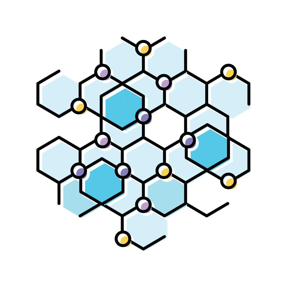 La technologie moléculaire structure Couleur icône vecteur illustration