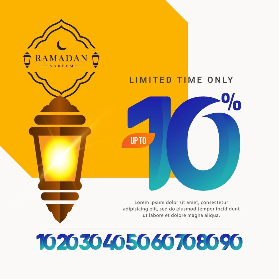 ramadan kareem vente offre spéciale jusqu'à 10 de réduction à durée limitée seulement illustration de conception de modèle de vecteur