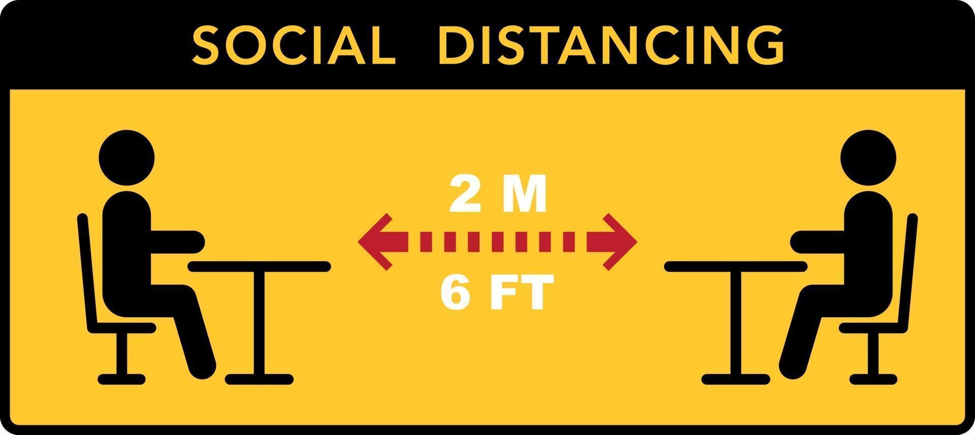 garder la distance dans les restaurants sign vecteur