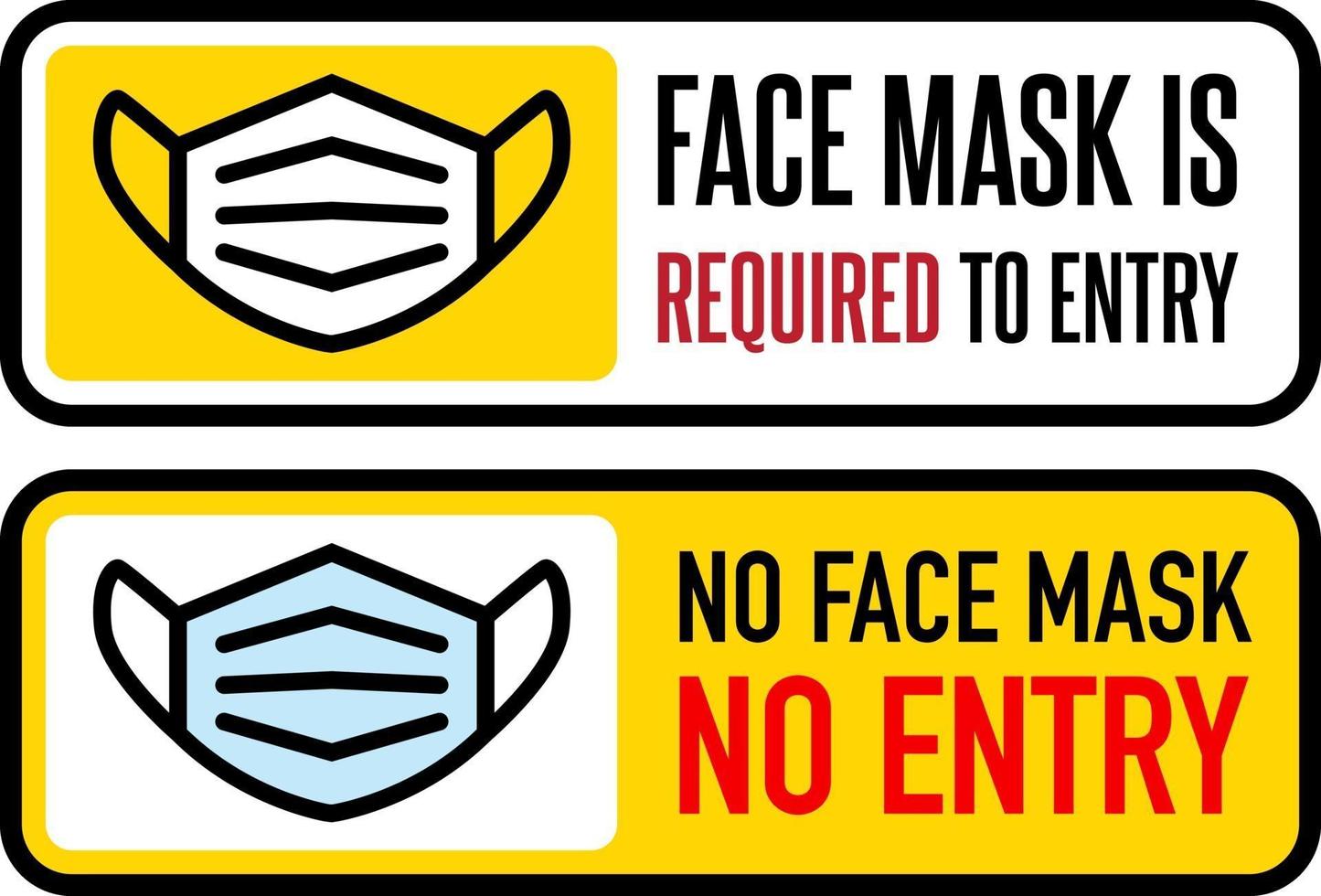 pas de masque facial, pas de jeu de signes d'entrée vecteur