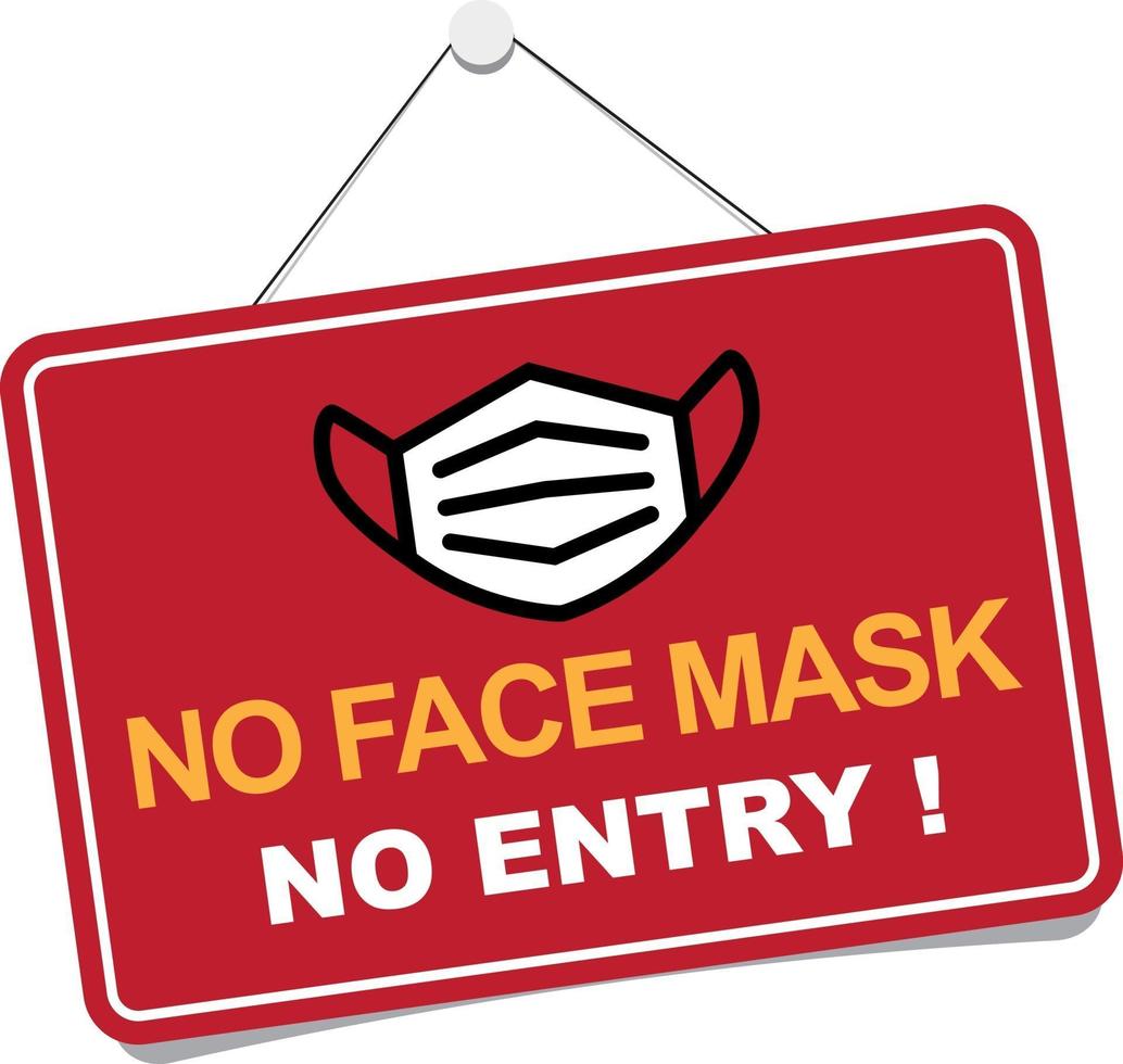 pas de masque facial, pas de signe d'entrée vecteur