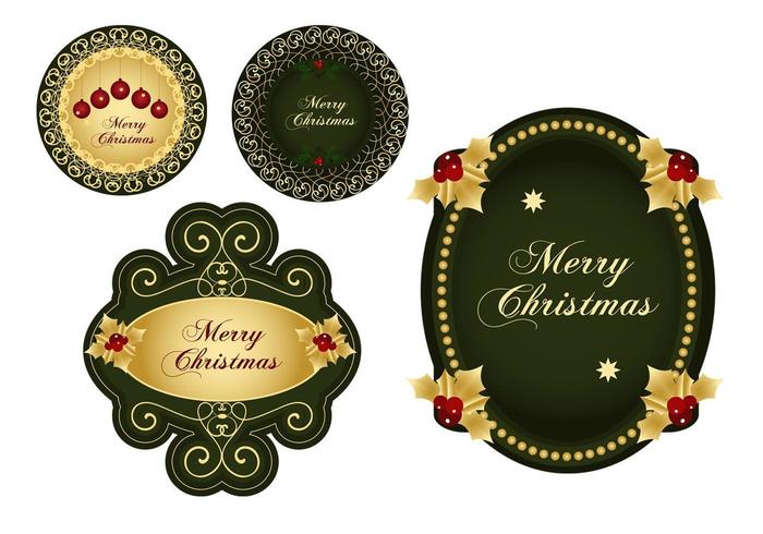 Green & Gold Christmas Vector Pack d'étiquettes