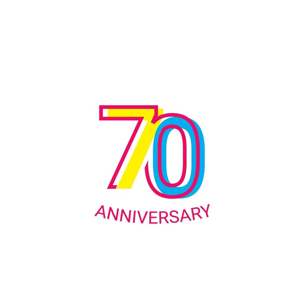 70 ans anniversaire célébration fun ligne vector illustration de conception de modèle