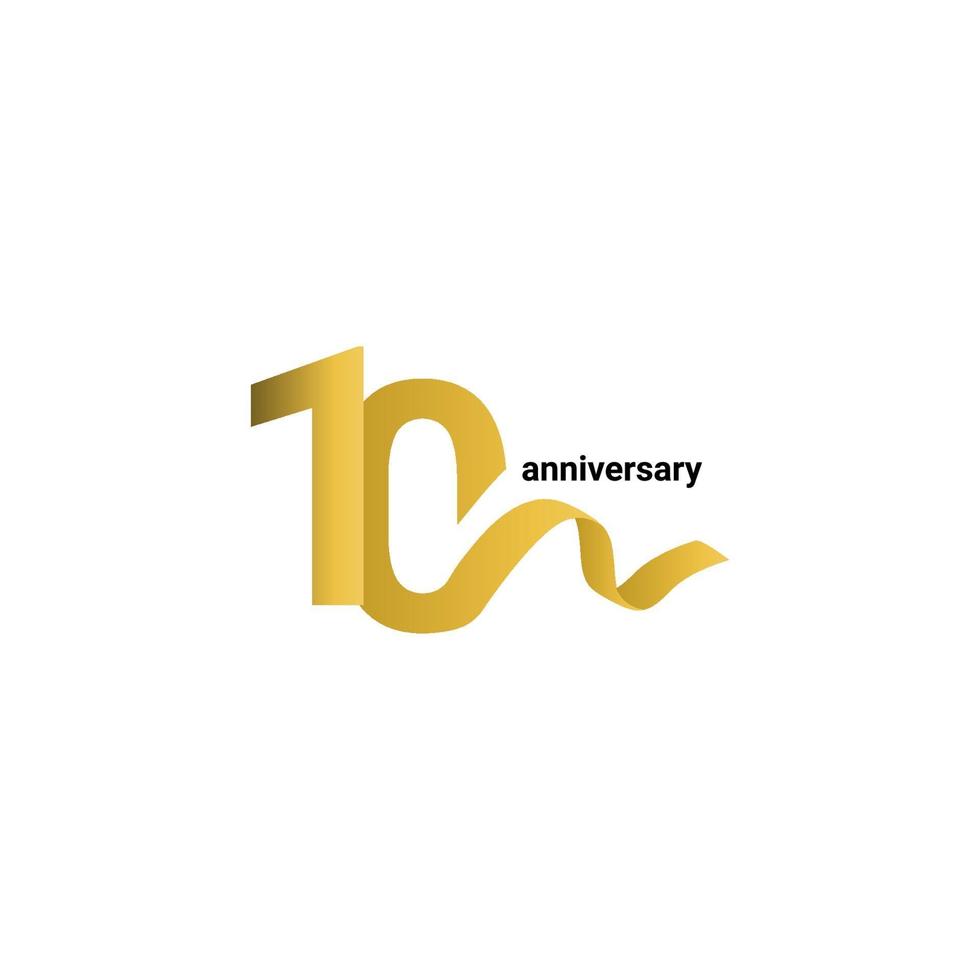 10 ans anniversaire célébration ruban d'or vector illustration de conception de modèle