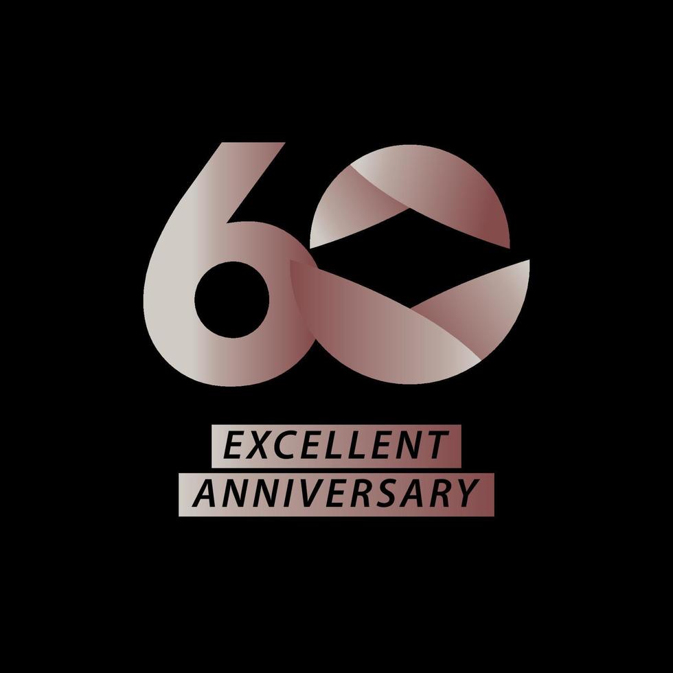 Illustration de conception de modèle de vecteur de célébration douce anniversaire 60 ans