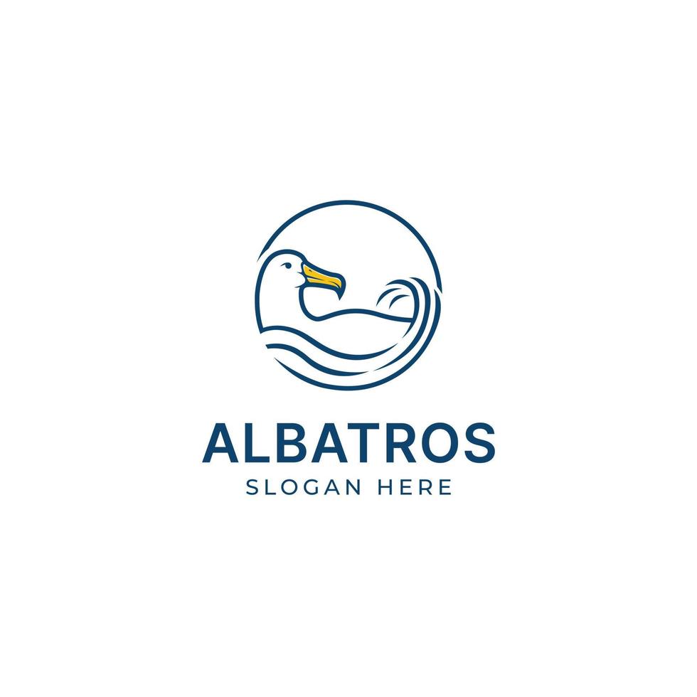 le logo de un albatros oiseau Caractéristiques une combinaison de circulaire l'eau vagues, donnant il une minimaliste et moderne Regardez vecteur