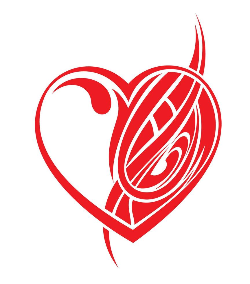 tatouage rouge cœur sur blanc Contexte. l'amour vecteur illustration.