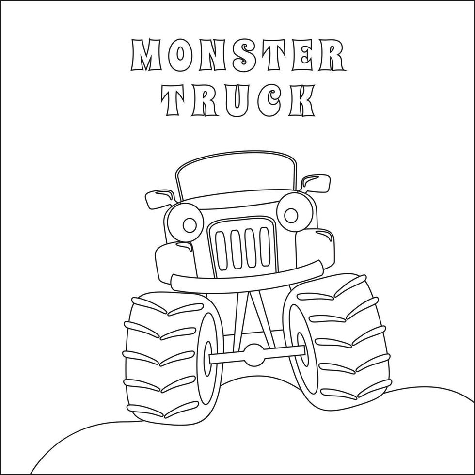 vecteur illustration de monstre un camion avec dessin animé style. dessin animé isolé vecteur illustration, Créatif vecteur puéril conception pour des gamins activité coloration livre ou page.