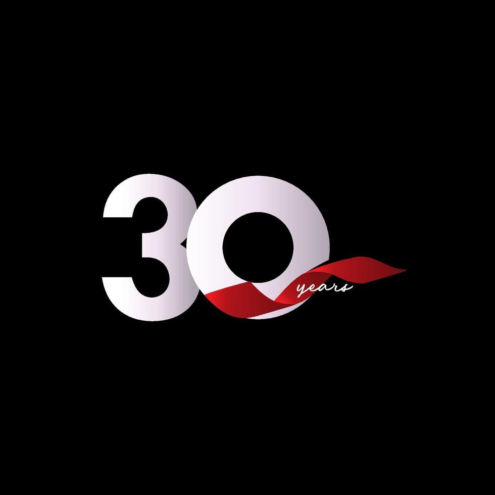 30 ans anniversaire ruban célébration vector illustration de conception de modèle