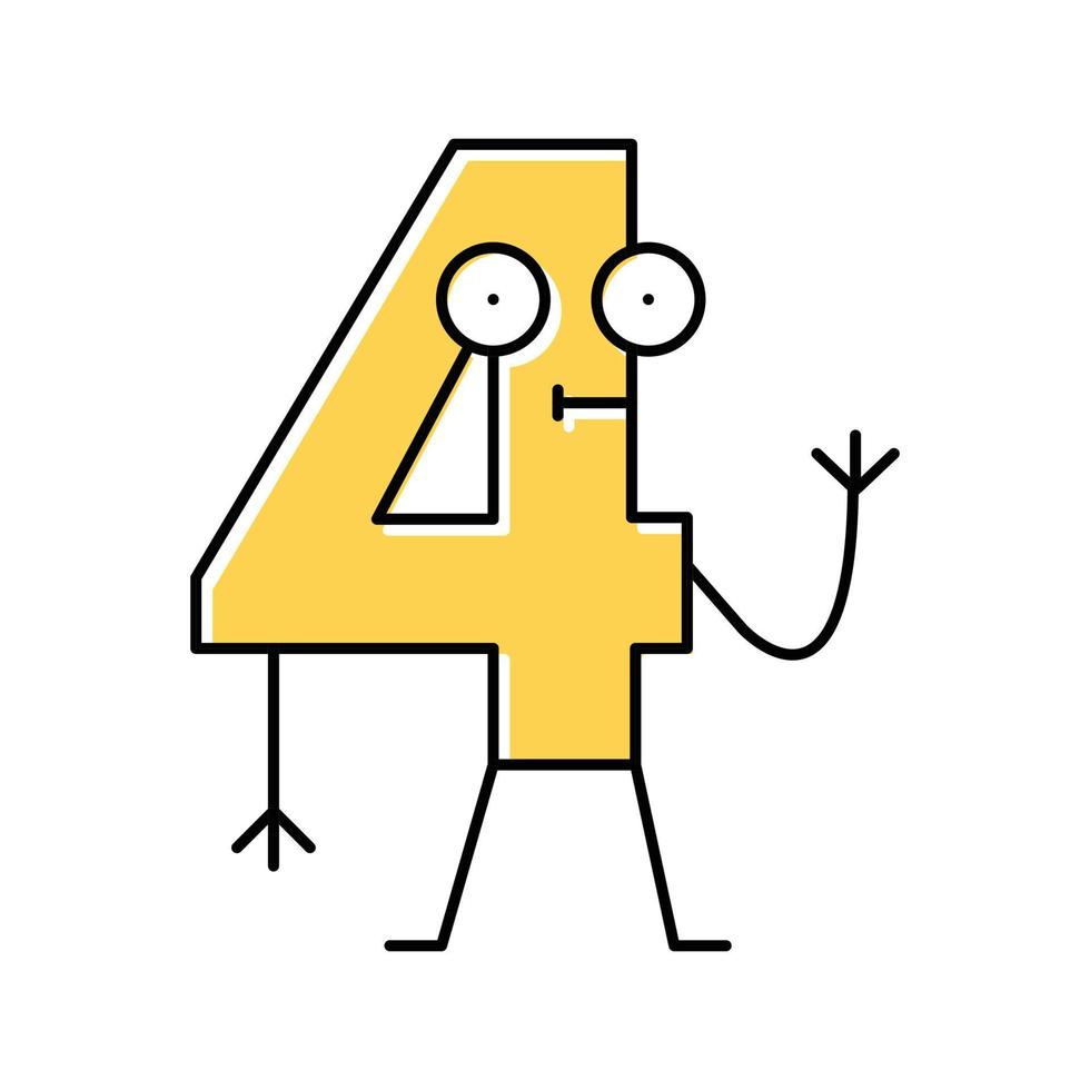 quatre nombre personnage Couleur icône vecteur illustration
