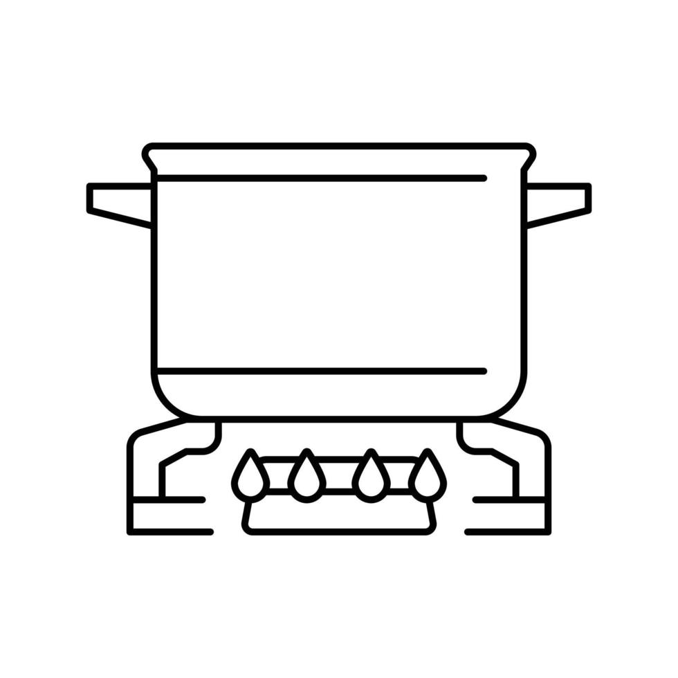 Feu pot cuisine ligne icône vecteur illustration