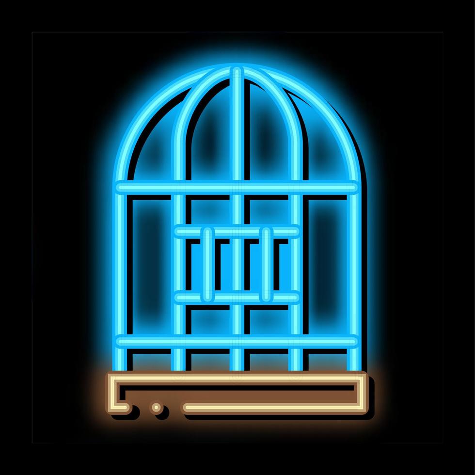 perroquet cage néon lueur icône illustration vecteur