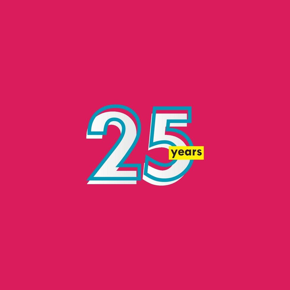 25 ans anniversaire célébration ligne vector illustration de conception de modèle