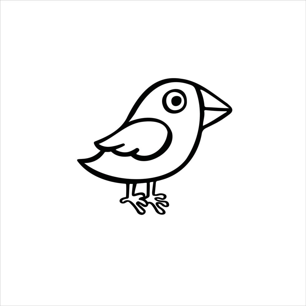 dessin animé ligne esquisser peu oiseau, poussin, moineau vecteur