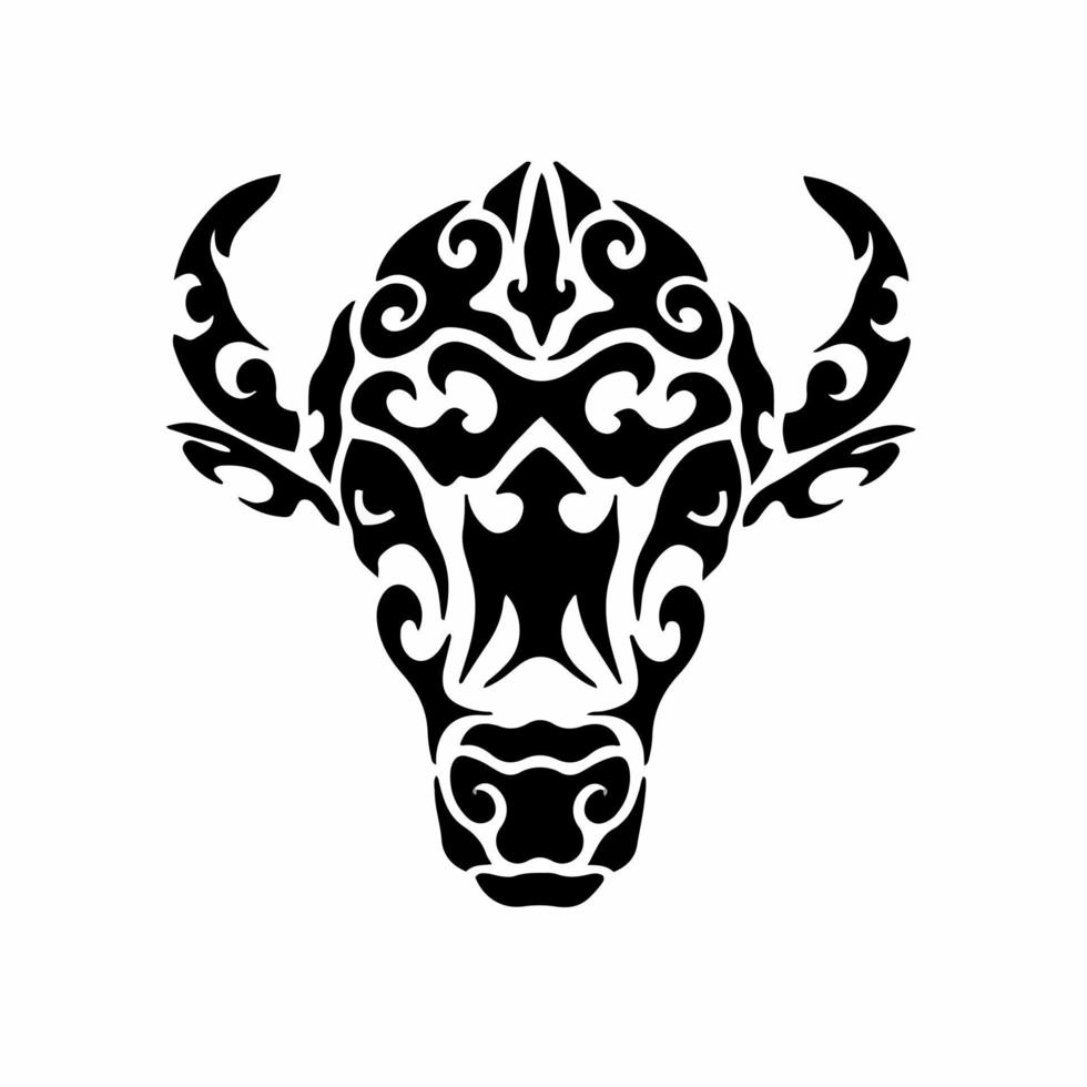 tribal bison tête logo. tatouage conception. pochoir vecteur illustration