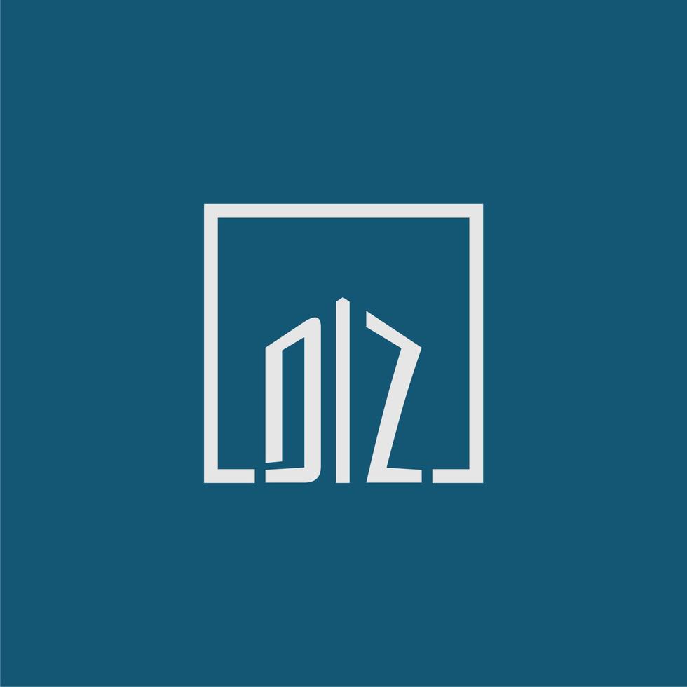 dz initiale monogramme logo réel biens dans rectangle style conception vecteur