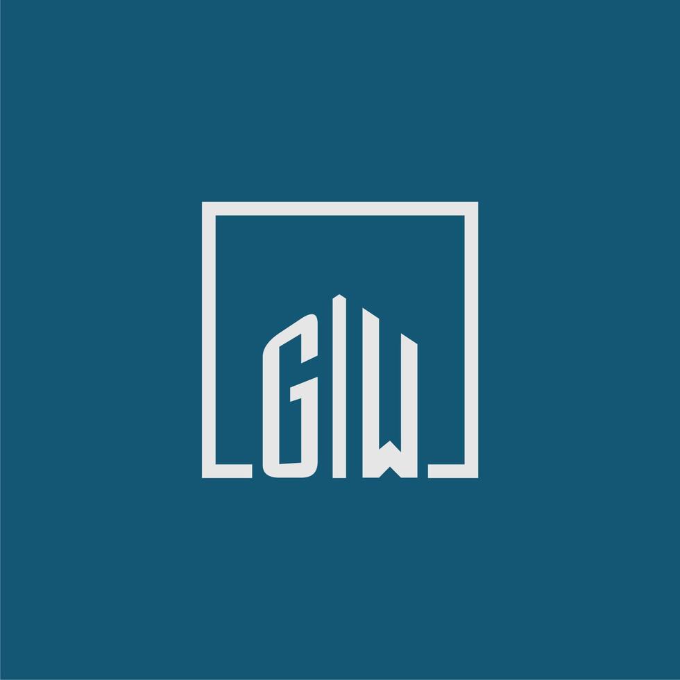 gw initiale monogramme logo réel biens dans rectangle style conception vecteur