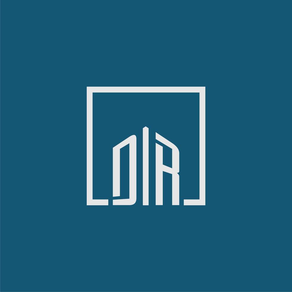 dr initiale monogramme logo réel biens dans rectangle style conception vecteur