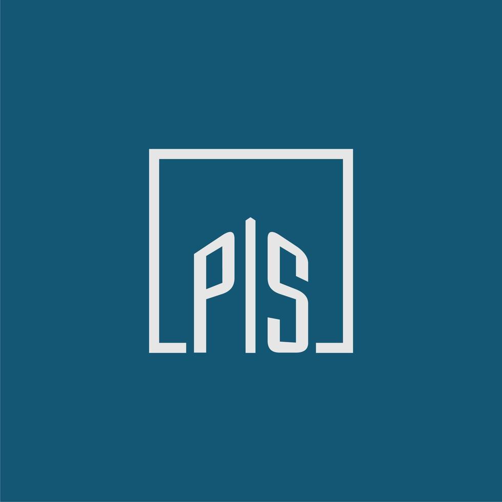 ps initiale monogramme logo réel biens dans rectangle style conception vecteur