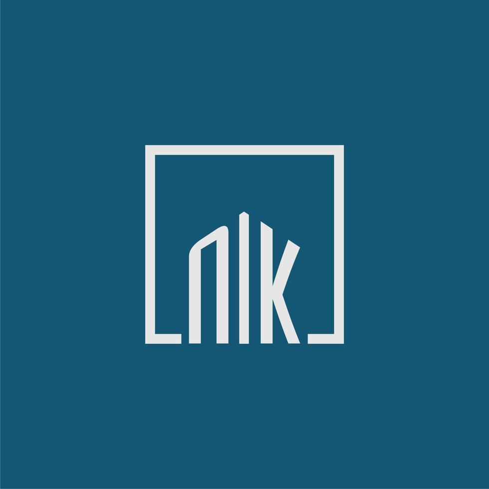 nk initiale monogramme logo réel biens dans rectangle style conception vecteur
