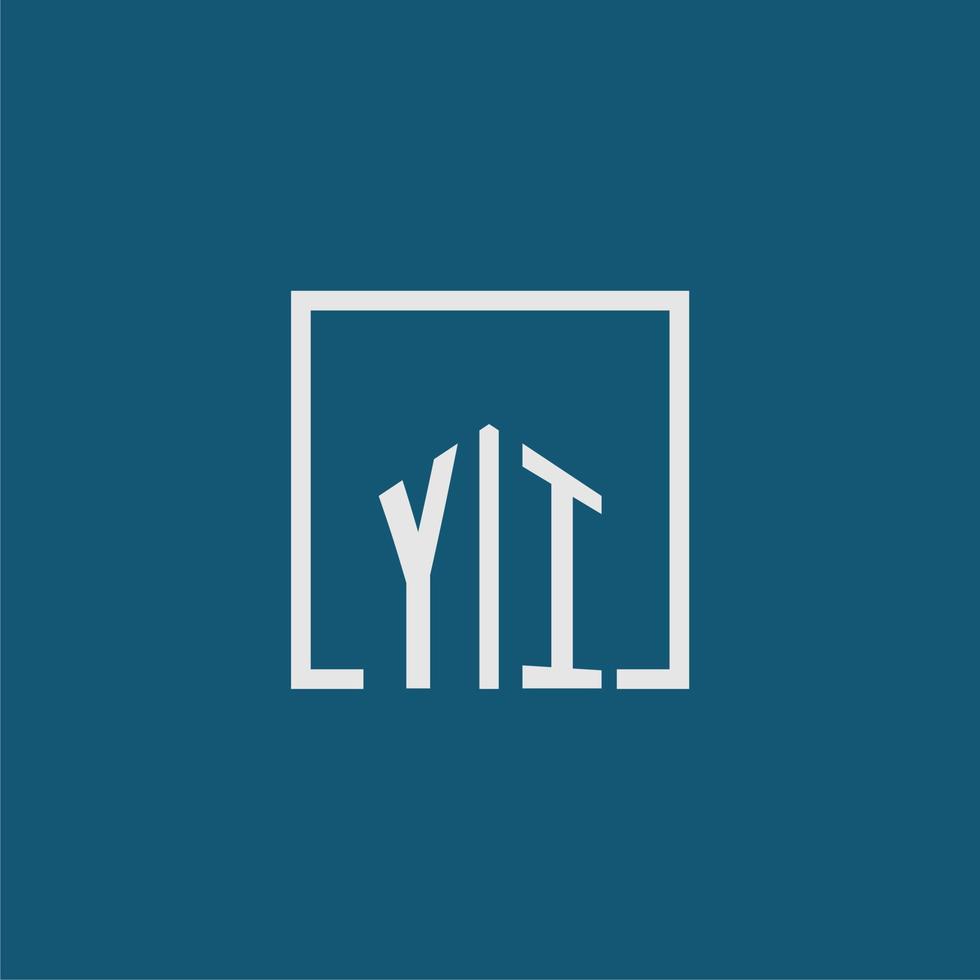 yi initiale monogramme logo réel biens dans rectangle style conception vecteur