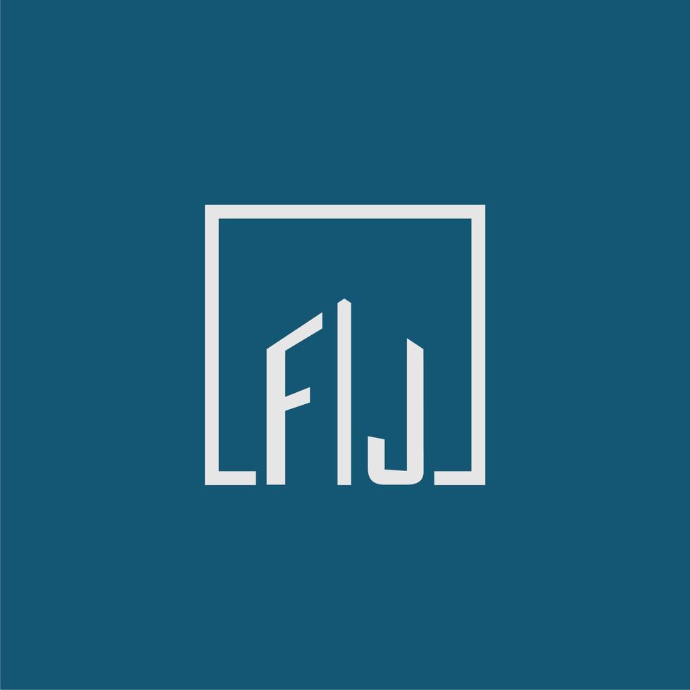 fj initiale monogramme logo réel biens dans rectangle style conception vecteur