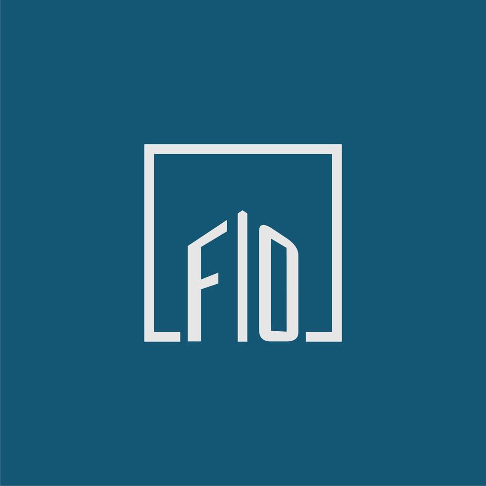 fo initiale monogramme logo réel biens dans rectangle style conception vecteur
