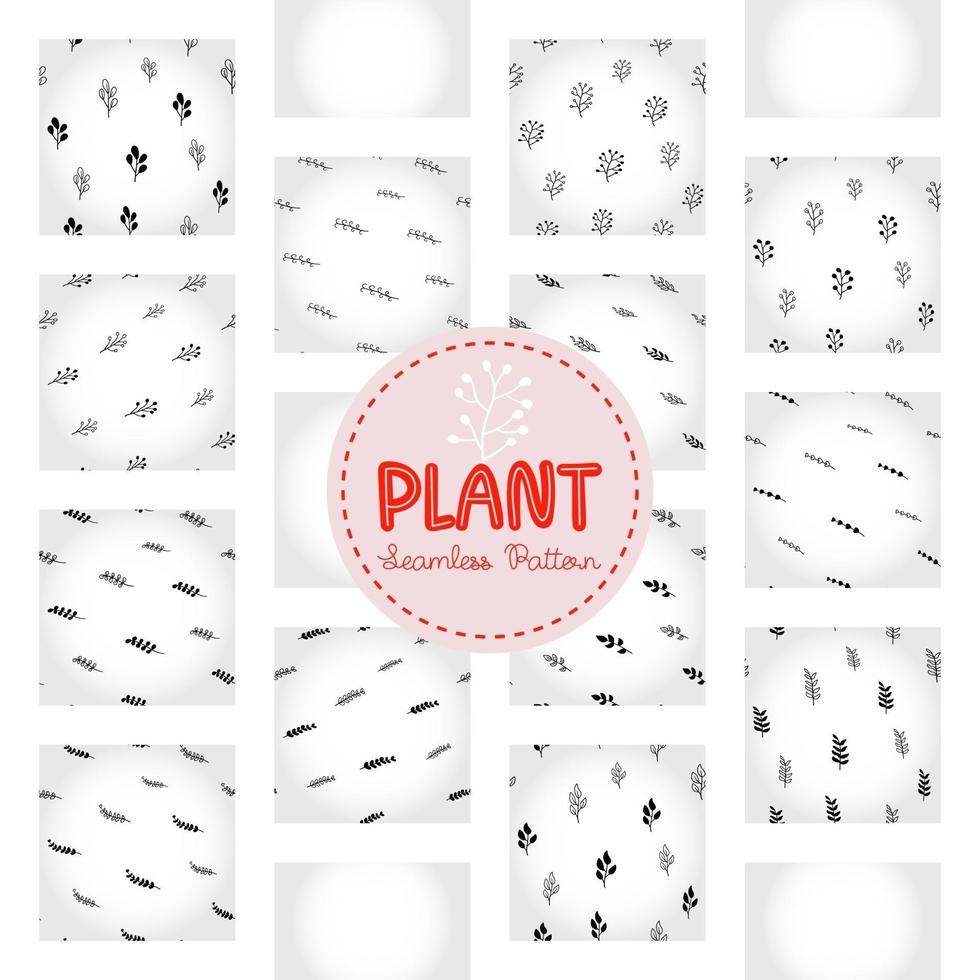 motif de plante, papier numérique doodle arbre dessiné à la main noir et blanc, plantes abstraites répétant l'arrière-plan, le papier peint vecteur herbe monochrome, élément décoratif d'arbuste mignon