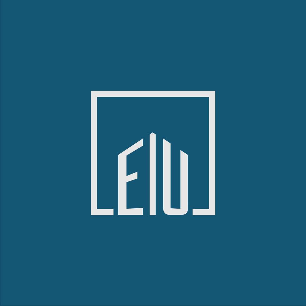 UE initiale monogramme logo réel biens dans rectangle style conception vecteur